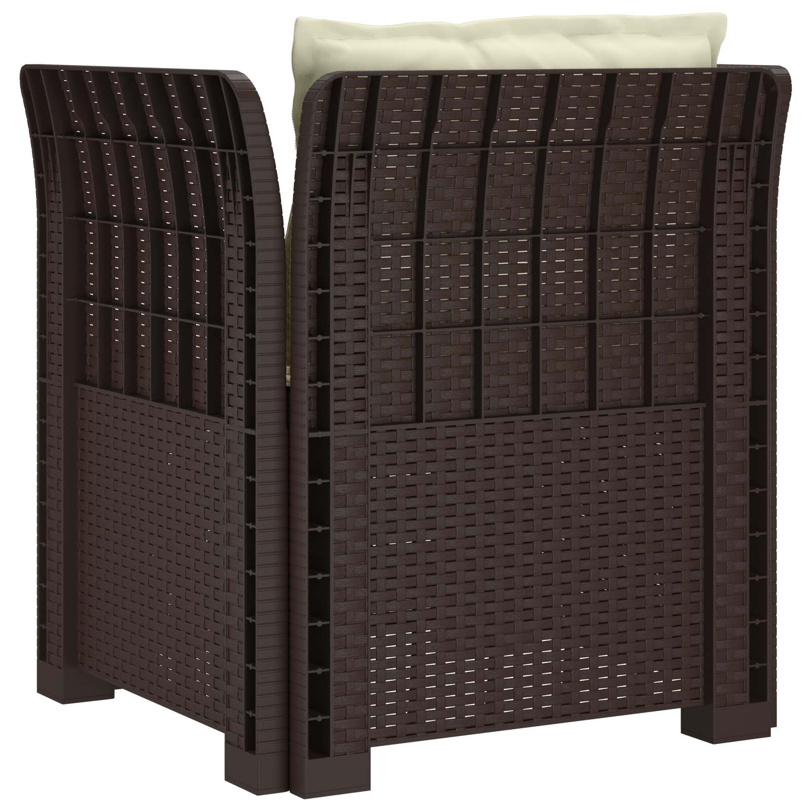 1-Sitzer Sessel mit Kissen Rattan-Look PP Braun