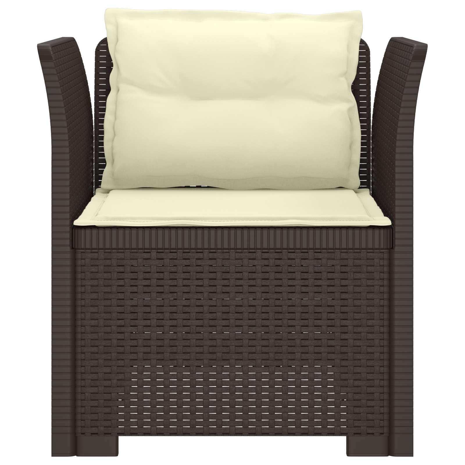 1-Sitzer Sessel mit Kissen Rattan-Look PP Braun