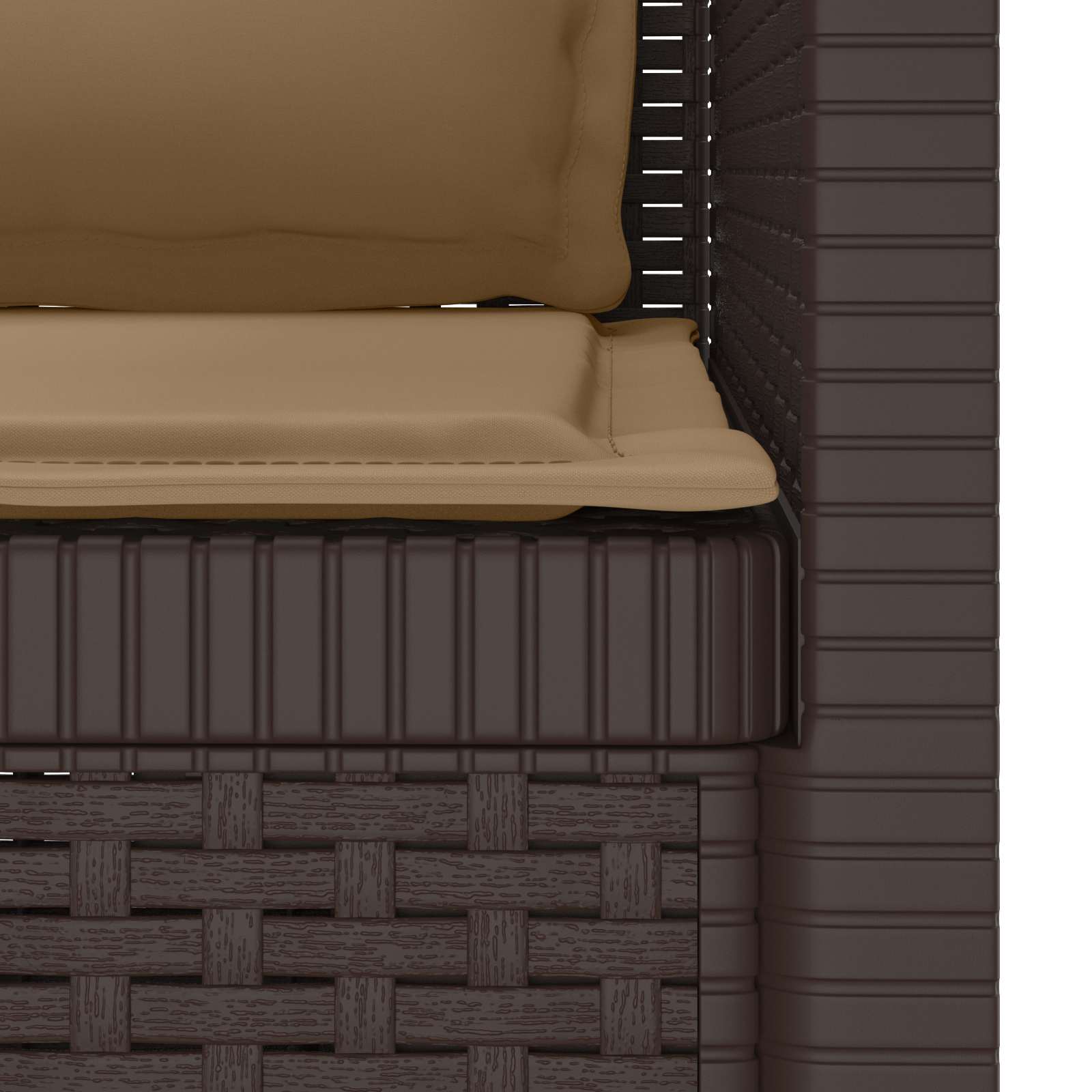 1-Sitzer Sessel mit Kissen Rattan-Look PP Braun