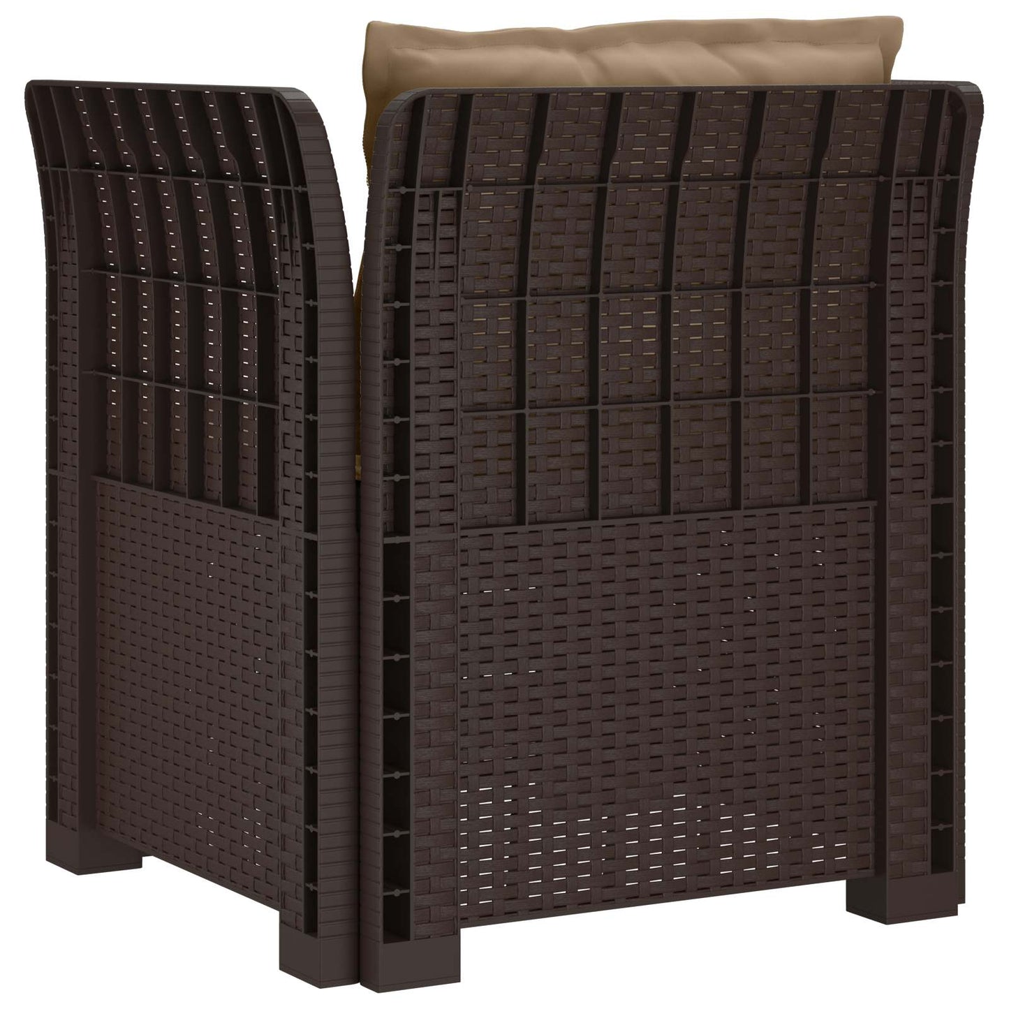 1-Sitzer Sessel mit Kissen Rattan-Look PP Braun