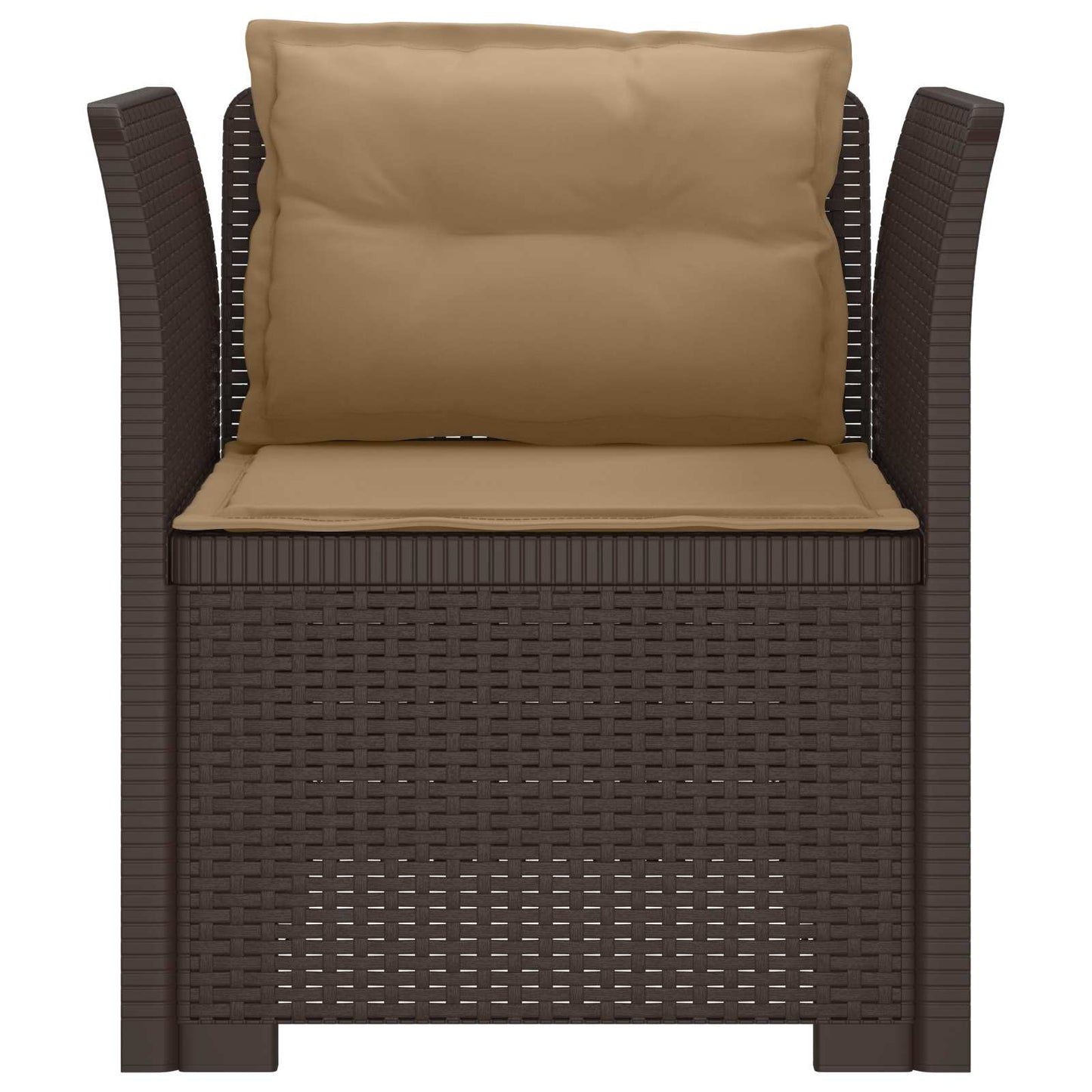 1-Sitzer Sessel mit Kissen Rattan-Look PP Braun