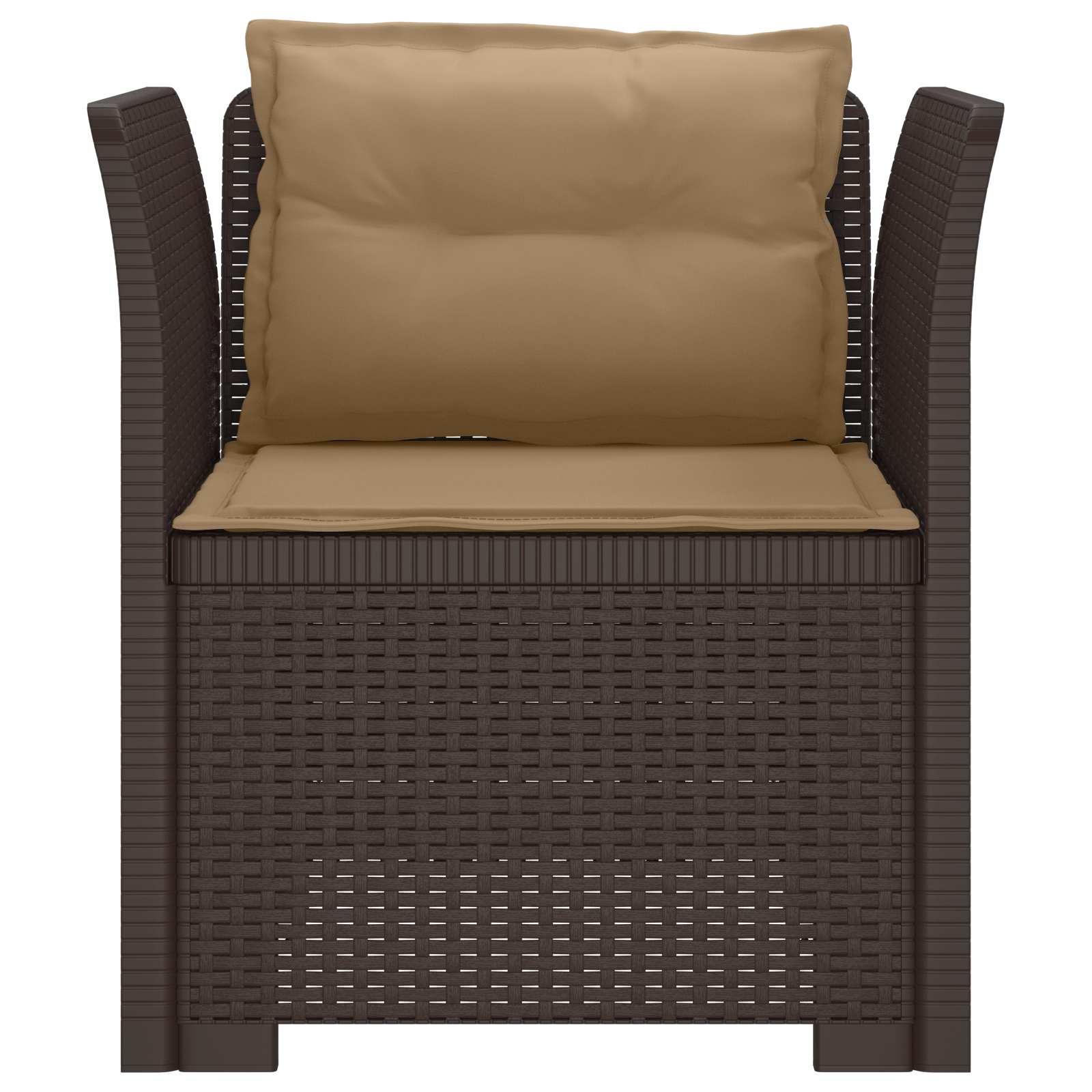 1-Sitzer Sessel mit Kissen Rattan-Look PP Braun