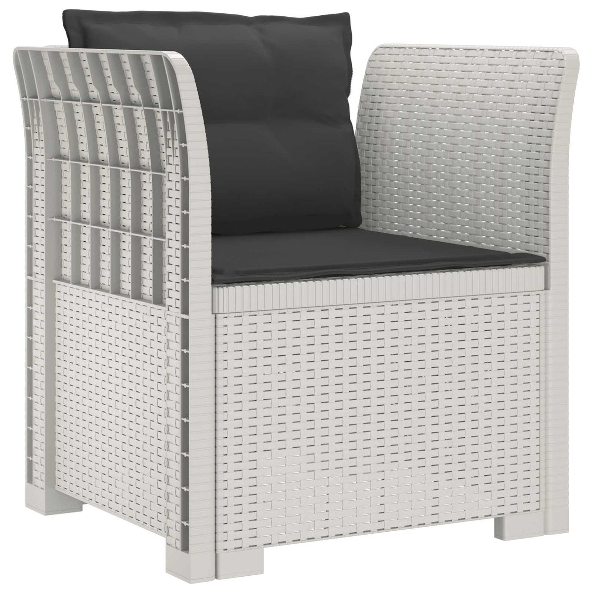 1-Sitzer Sessel mit Kissen Rattan-Look PP Weiß