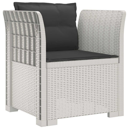 1-Sitzer Sessel mit Kissen Rattan-Look PP Weiß
