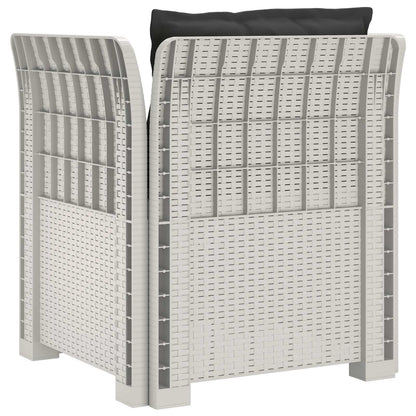 1-Sitzer Sessel mit Kissen Rattan-Look PP Weiß