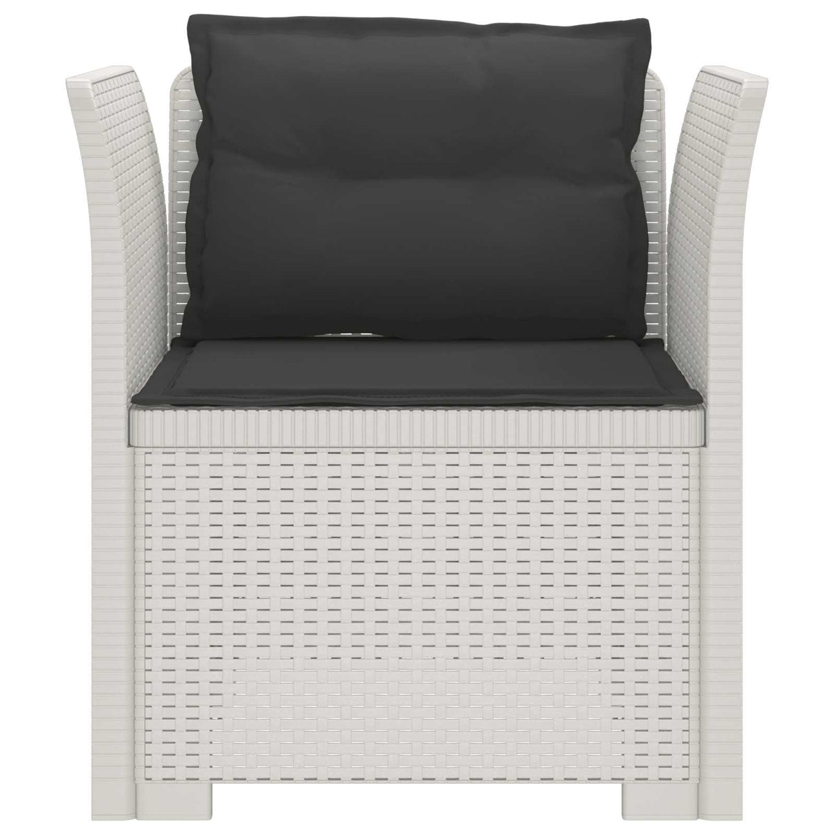 1-Sitzer Sessel mit Kissen Rattan-Look PP Weiß