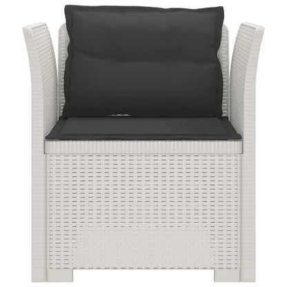 1-Sitzer Sessel mit Kissen Rattan-Look PP Weiß