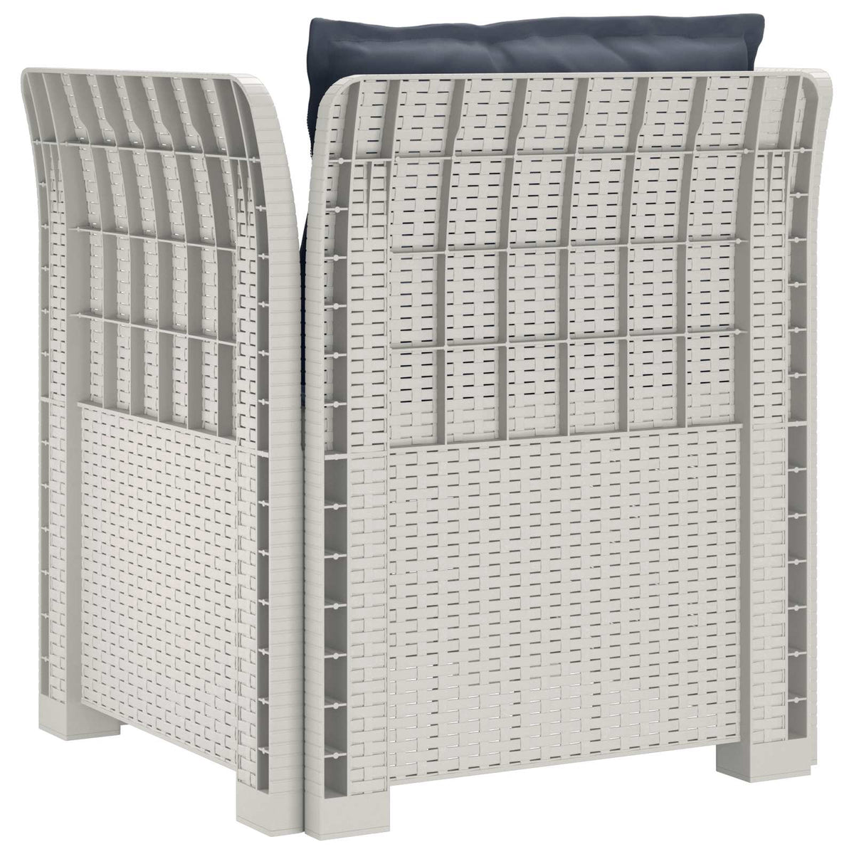 1-Sitzer Sessel mit Kissen Rattan-Look PP Weiß