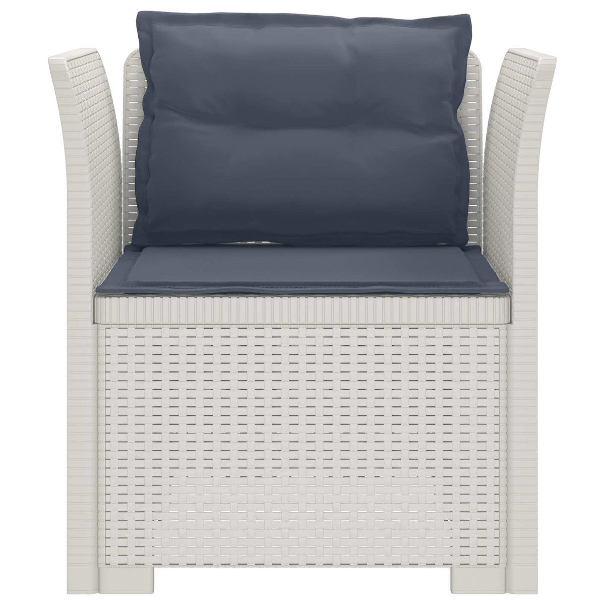 1-Sitzer Sessel mit Kissen Rattan-Look PP Weiß