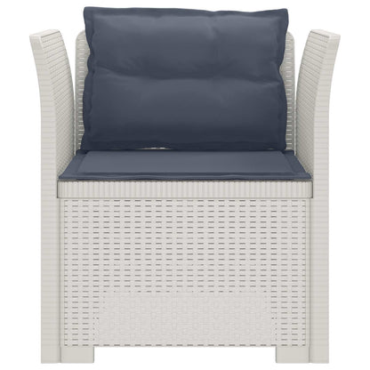 1-Sitzer Sessel mit Kissen Rattan-Look PP Weiß