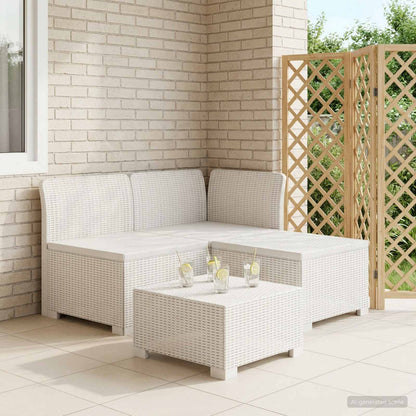 3-Sitzer Garten Sofa Rattan Look 3-Sitzer PP Weiß