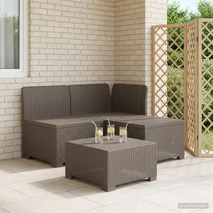 3-Sitzer Garten Sofa Rattan Look 3-Sitzer PP Hellgrau
