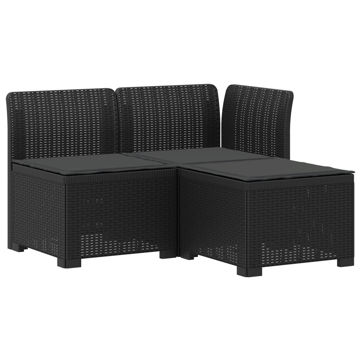 3-Sitzer Garten Sofa mit Kissen Rattan-Look 3-Sitzer PP
