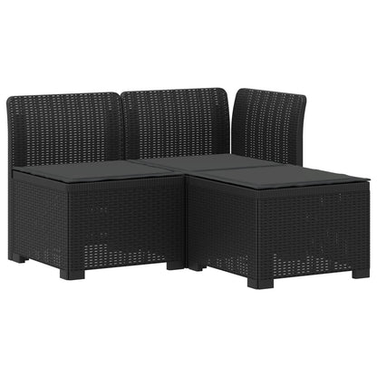 3-Sitzer Garten Sofa mit Kissen Rattan-Look 3-Sitzer PP