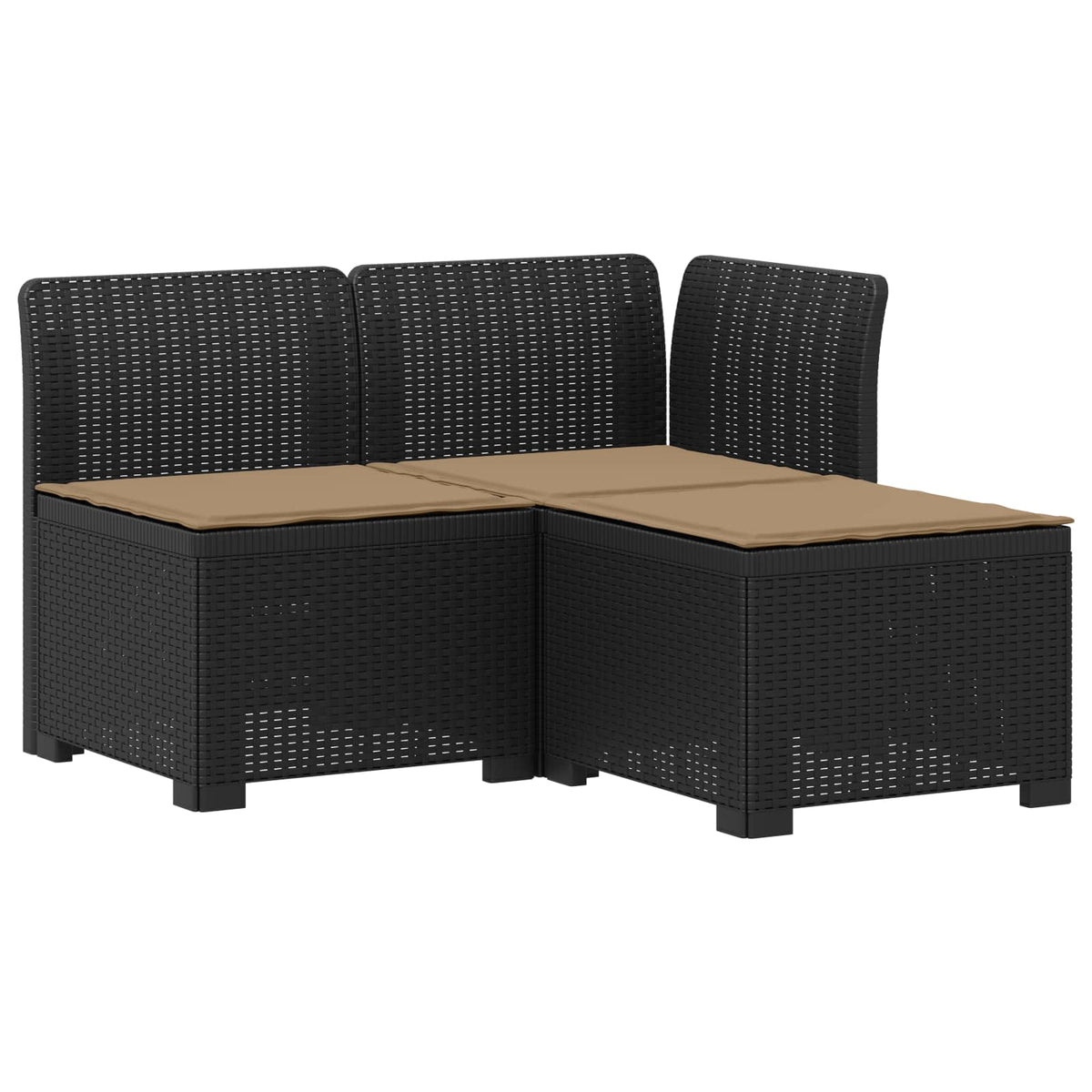 3-Sitzer Garten Sofa mit Kissen Rattan-Look 3-Sitzer PP