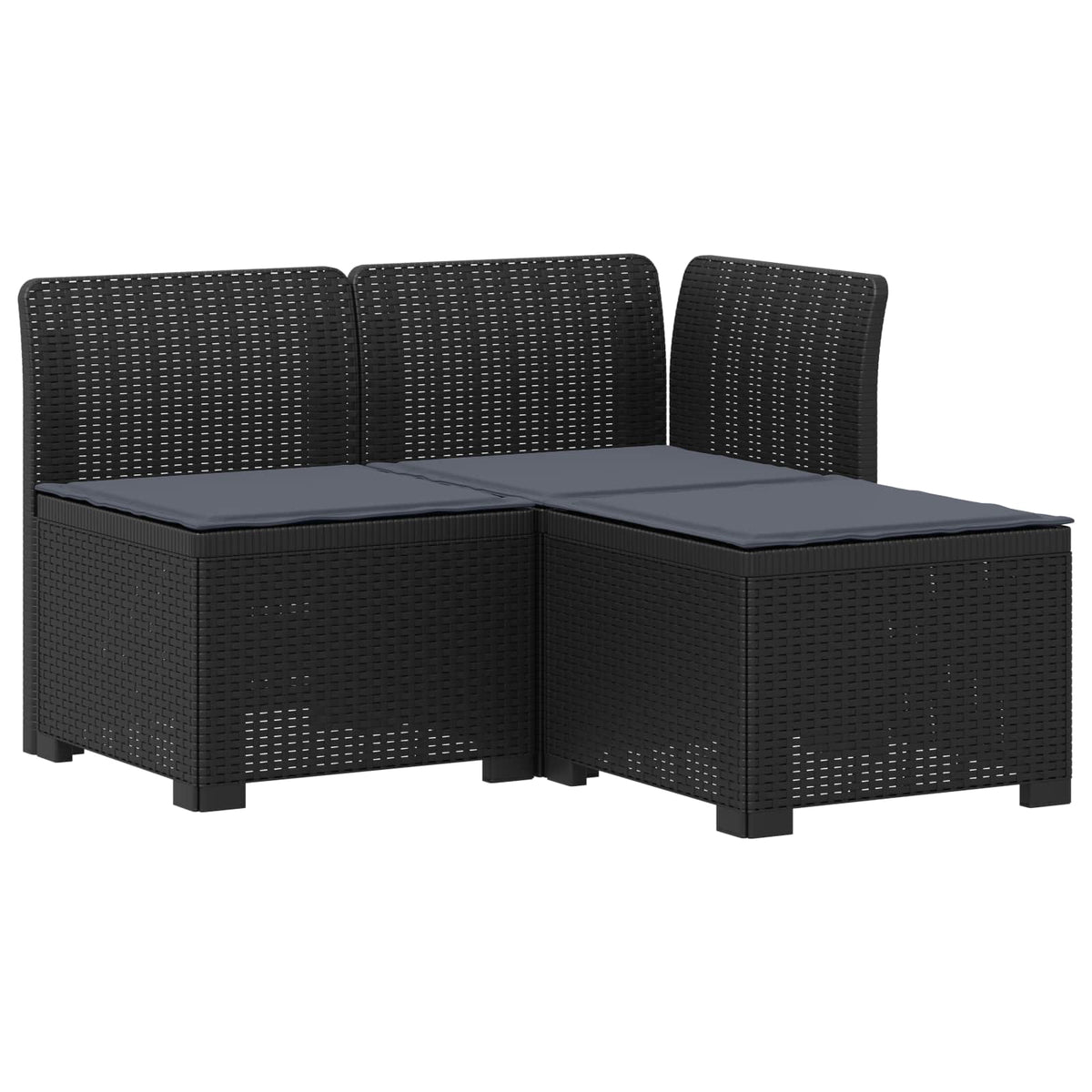 3-Sitzer Garten Sofa mit Kissen Rattan-Look 3-Sitzer PP