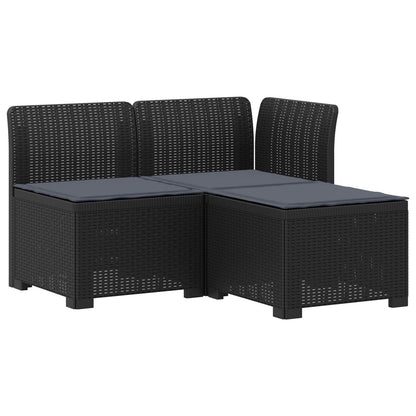 3-Sitzer Garten Sofa mit Kissen Rattan-Look 3-Sitzer PP