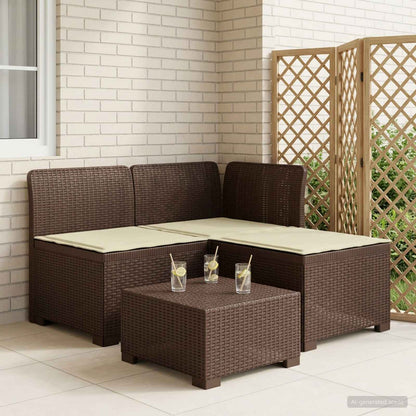 3-Sitzer Garten Sofa mit Kissen Rattan-Look 3-Sitzer PP Braun
