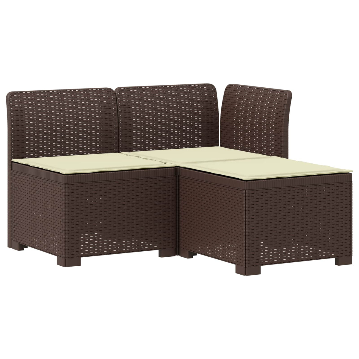 3-Sitzer Garten Sofa mit Kissen Rattan-Look 3-Sitzer PP Braun