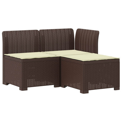 3-Sitzer Garten Sofa mit Kissen Rattan-Look 3-Sitzer PP Braun