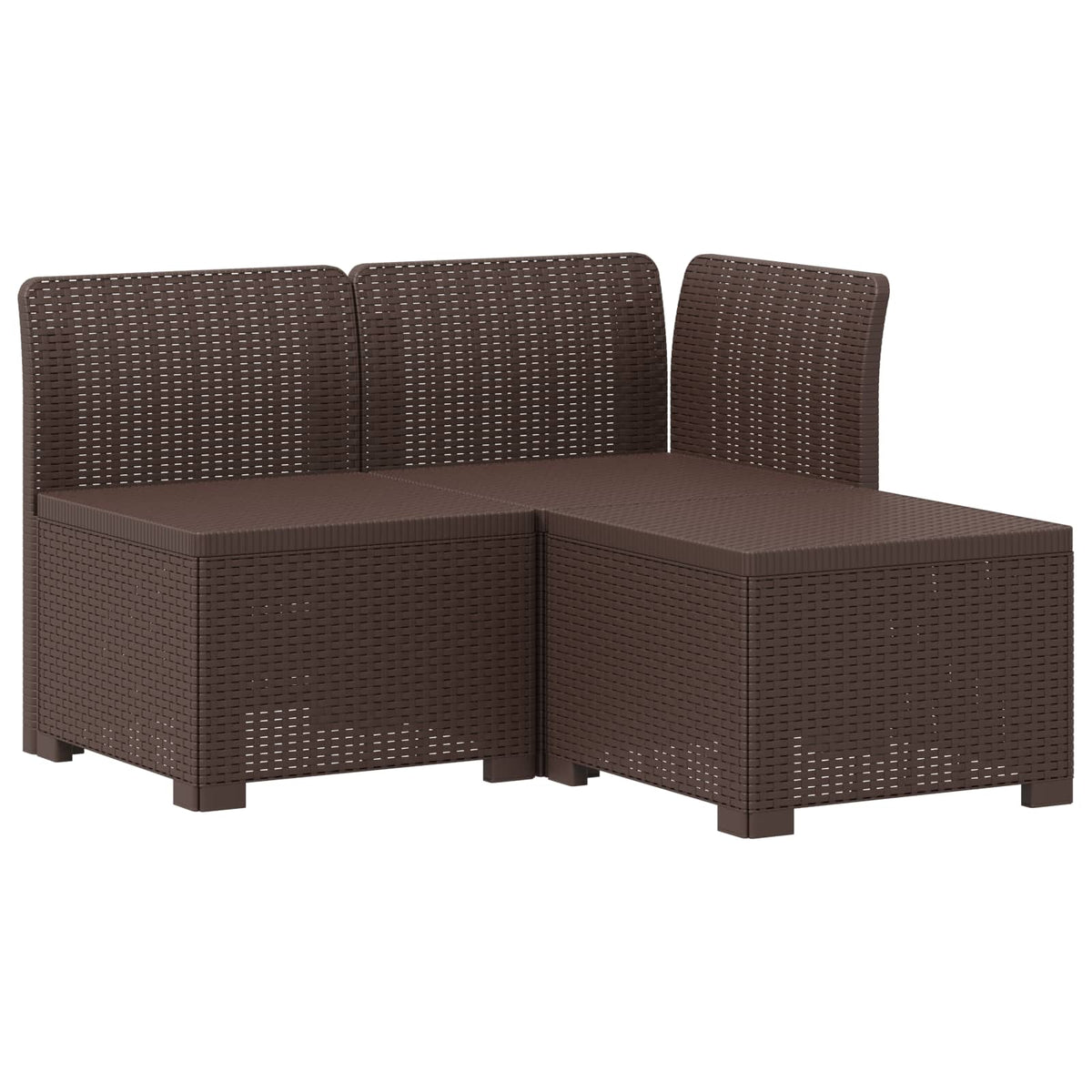 3-Sitzer Garten Sofa mit Kissen Rattan-Look 3-Sitzer PP Braun