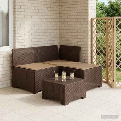 3-Sitzer Garten Sofa mit Kissen Rattan-Look 3-Sitzer PP Braun
