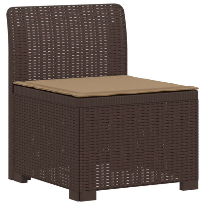 3-Sitzer Garten Sofa mit Kissen Rattan-Look 3-Sitzer PP Braun
