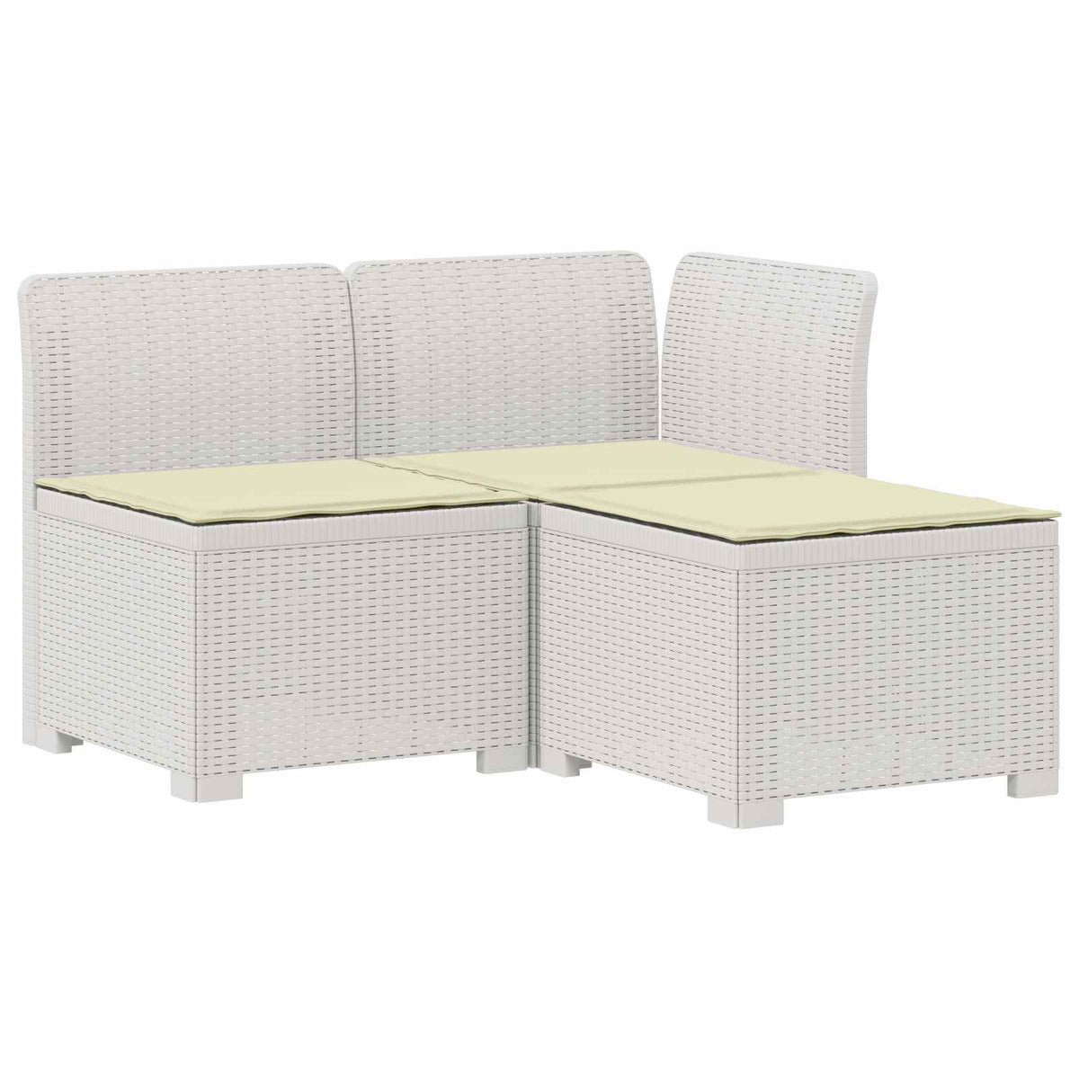 3-Sitzer Garten Sofa mit Kissen Rattan-Look 3-Sitzer PP Weiß