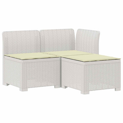 3-Sitzer Garten Sofa mit Kissen Rattan-Look 3-Sitzer PP Weiß