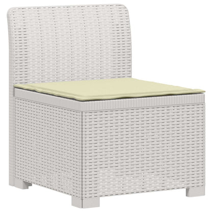 3-Sitzer Garten Sofa mit Kissen Rattan-Look 3-Sitzer PP Weiß