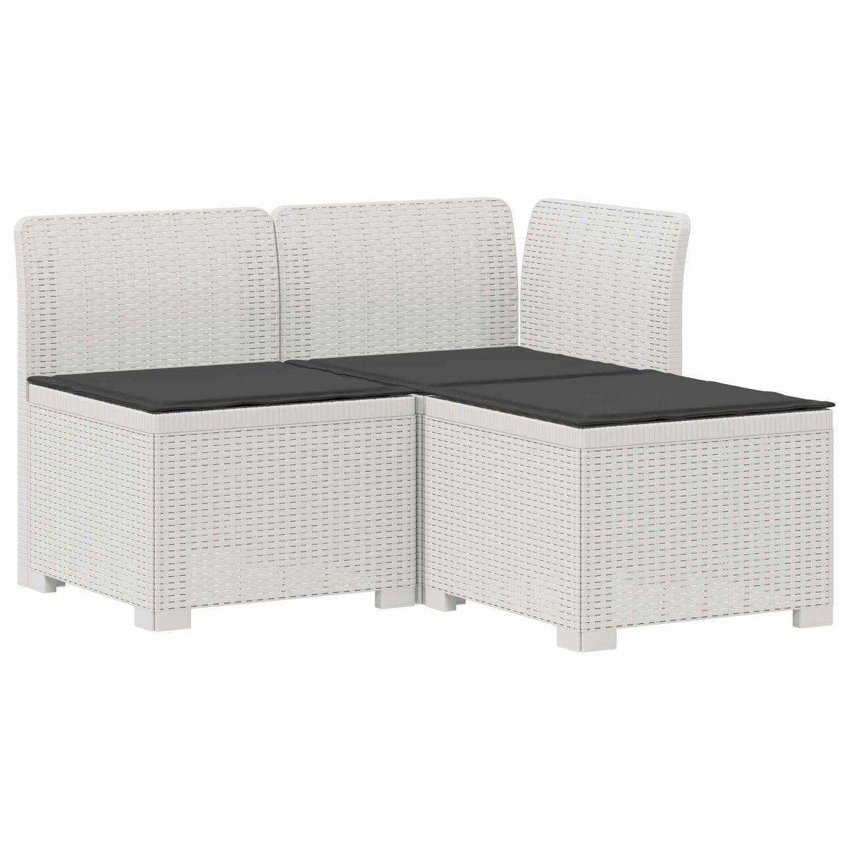 3-Sitzer Garten Sofa mit Kissen Rattan-Look 3-Sitzer PP Weiß
