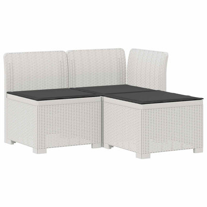 3-Sitzer Garten Sofa mit Kissen Rattan-Look 3-Sitzer PP Weiß