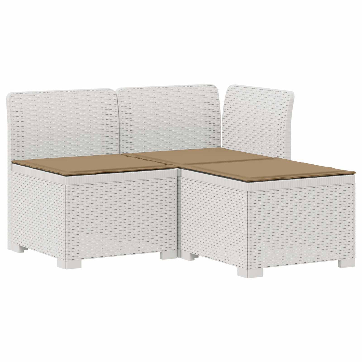 3-Sitzer Garten Sofa mit Kissen Rattan-Look 3-Sitzer PP Weiß