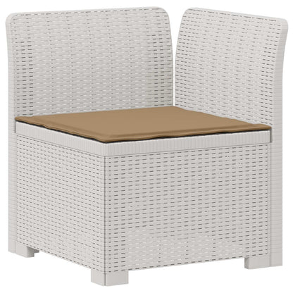 3-Sitzer Garten Sofa mit Kissen Rattan-Look 3-Sitzer PP Weiß