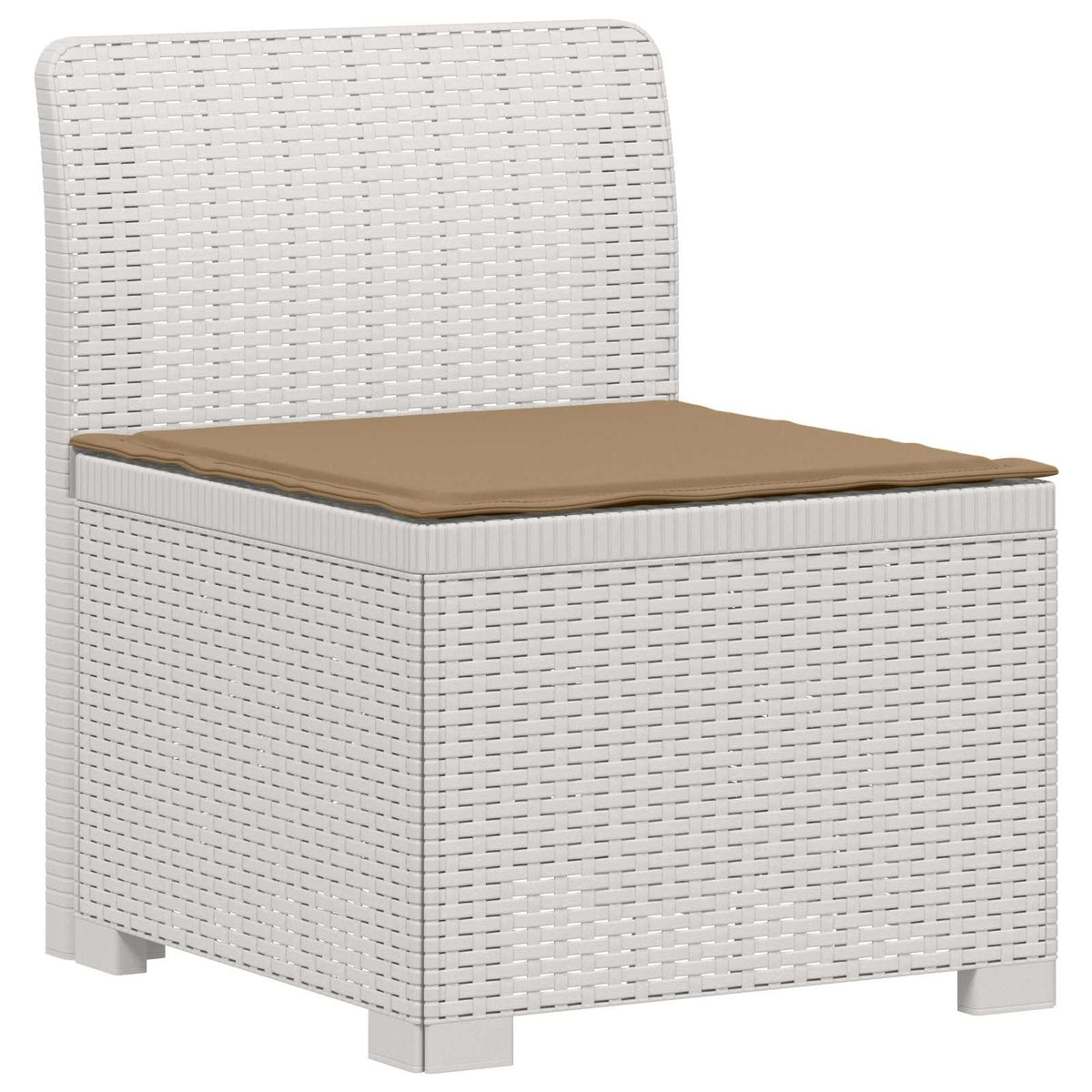 3-Sitzer Garten Sofa mit Kissen Rattan-Look 3-Sitzer PP Weiß