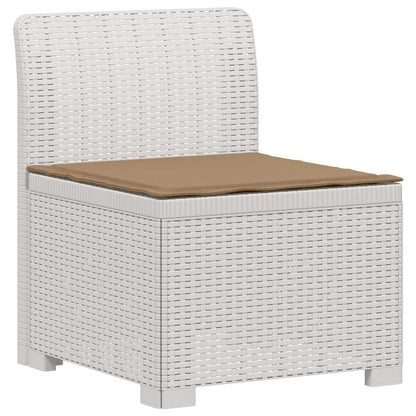 3-Sitzer Garten Sofa mit Kissen Rattan-Look 3-Sitzer PP Weiß