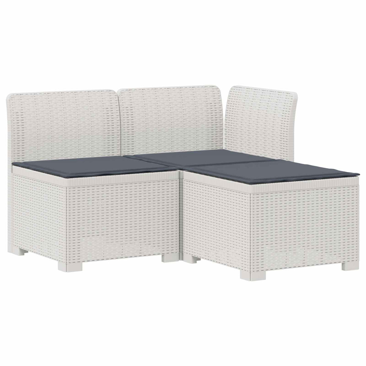3-Sitzer Garten Sofa mit Kissen Rattan-Look 3-Sitzer PP Weiß