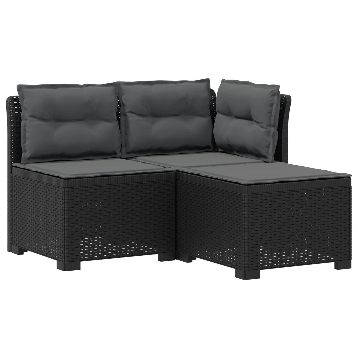 3-Sitzer Garten Sofa mit Kissen Rattan-Look 3-Sitzer PP