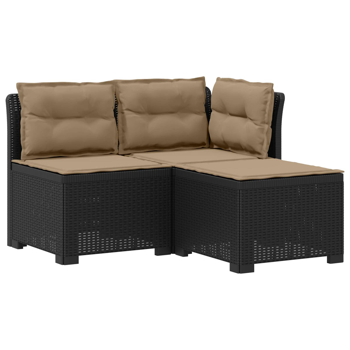 3-Sitzer Garten Sofa mit Kissen Rattan-Look 3-Sitzer PP