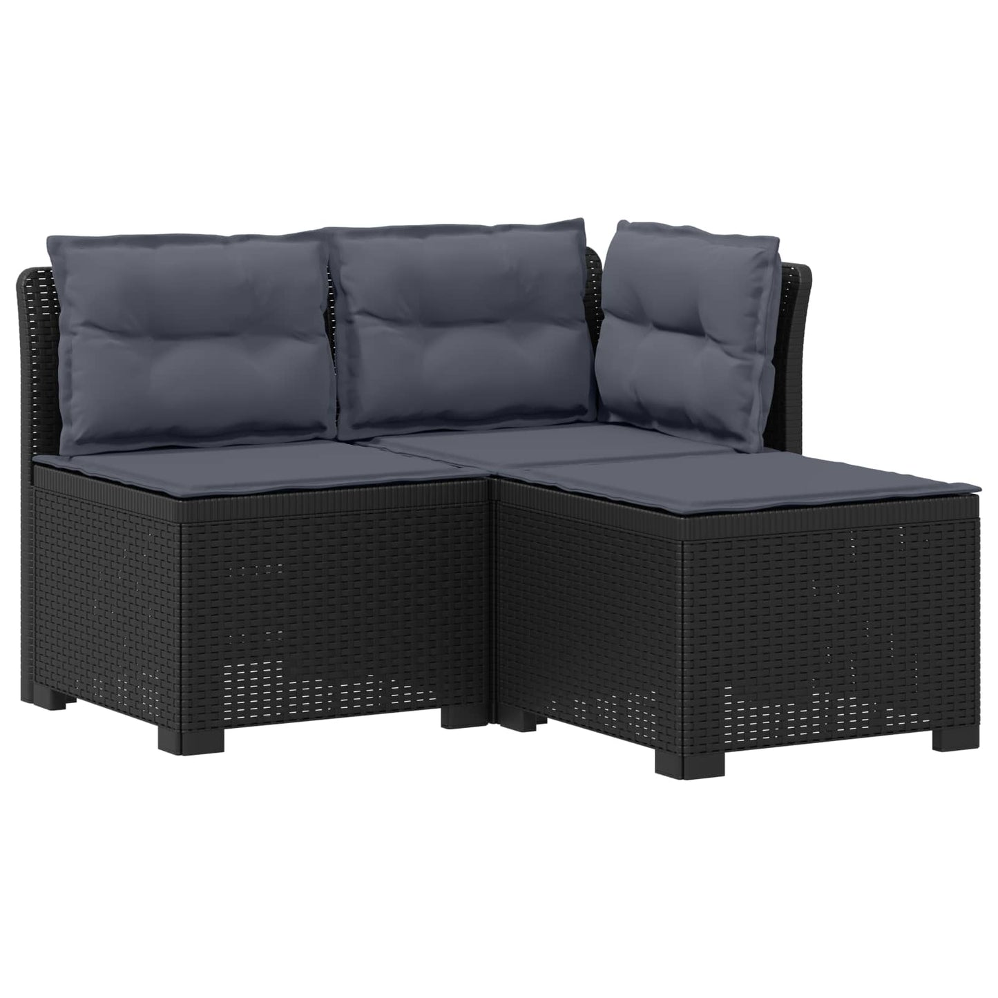 3-Sitzer Garten Sofa mit Kissen Rattan-Look PP Anthrazit