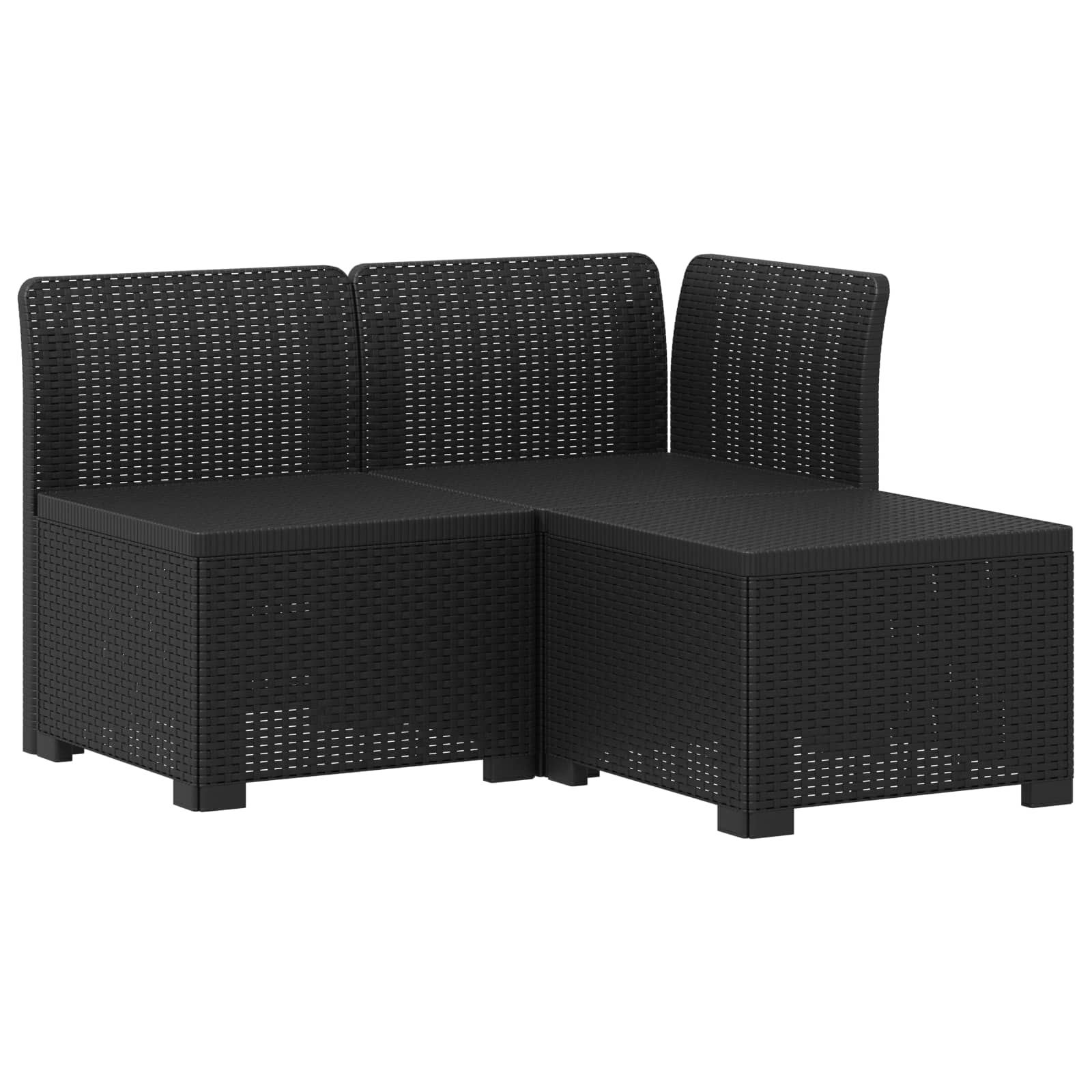 3-Sitzer Garten Sofa mit Kissen Rattan-Look PP Anthrazit