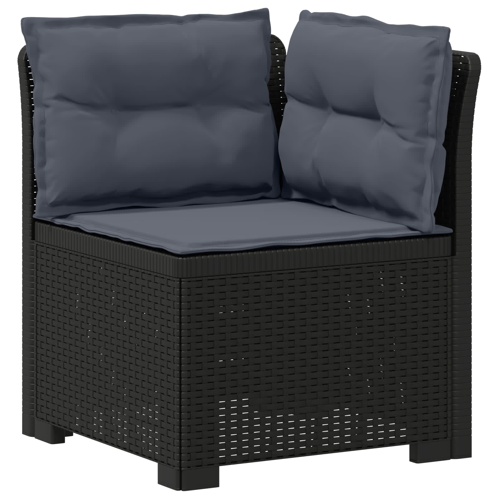 3-Sitzer Garten Sofa mit Kissen Rattan-Look PP Anthrazit