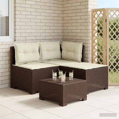 3-Sitzer Garten Sofa mit Kissen Rattan-Look 3-Sitzer PP Braun