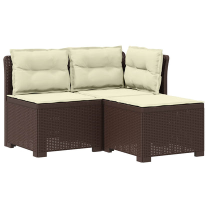 3-Sitzer Garten Sofa mit Kissen Rattan-Look 3-Sitzer PP Braun