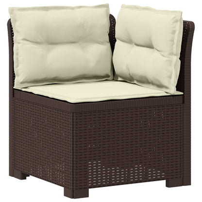 3-Sitzer Garten Sofa mit Kissen Rattan-Look 3-Sitzer PP Braun
