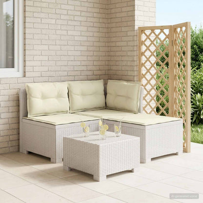 3-Sitzer Garten Sofa mit Kissen Rattan-Look 3-Sitzer PP Weiß