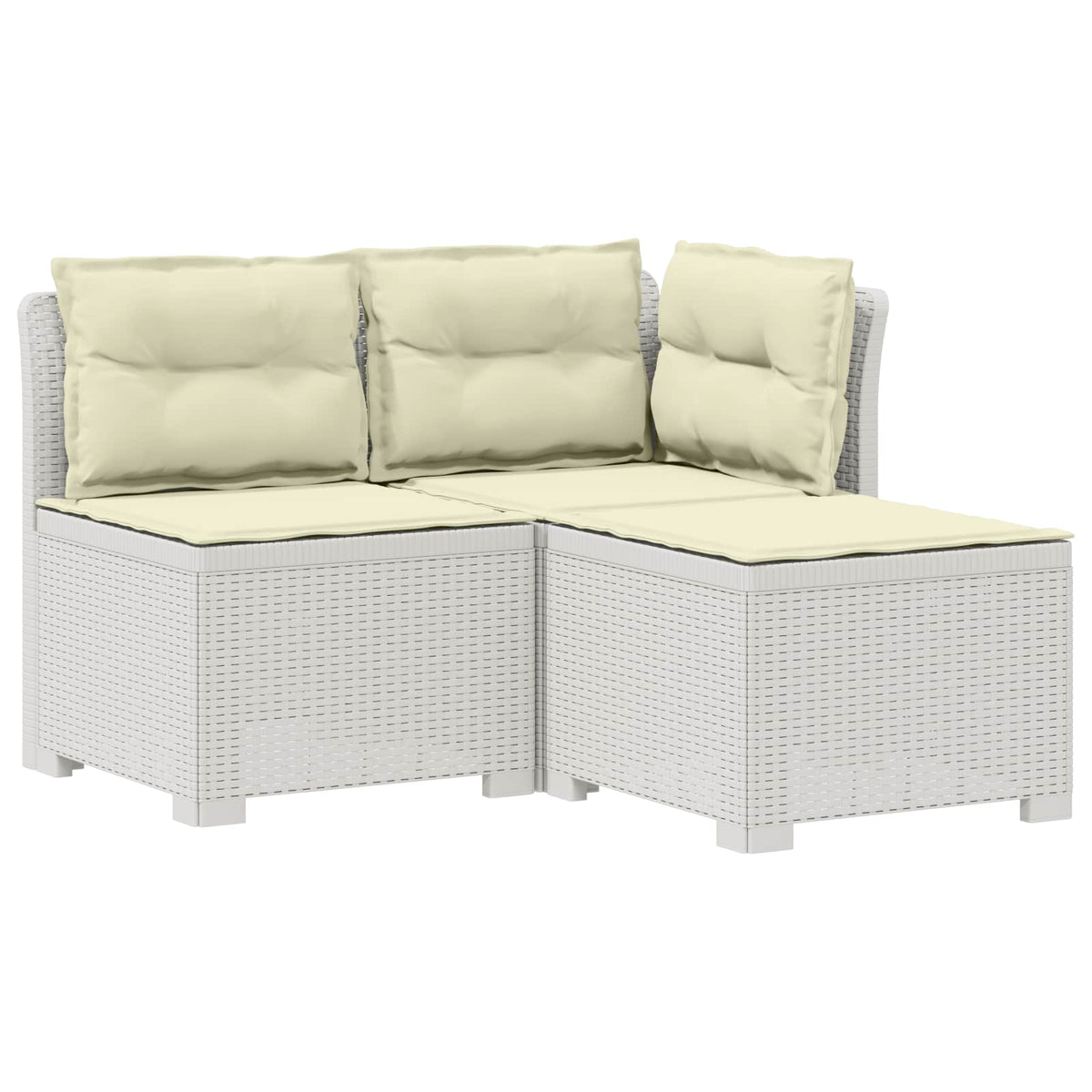 3-Sitzer Garten Sofa mit Kissen Rattan-Look 3-Sitzer PP Weiß