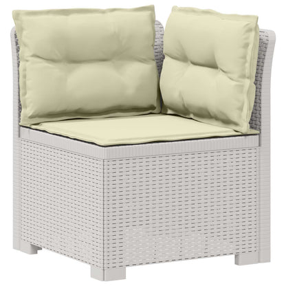 3-Sitzer Garten Sofa mit Kissen Rattan-Look 3-Sitzer PP Weiß