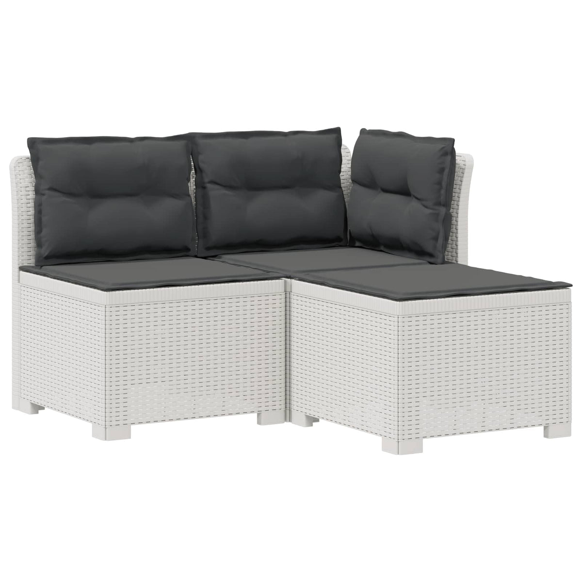 3-Sitzer Garten Sofa mit Kissen Rattan-Look 3-Sitzer PP Weiß