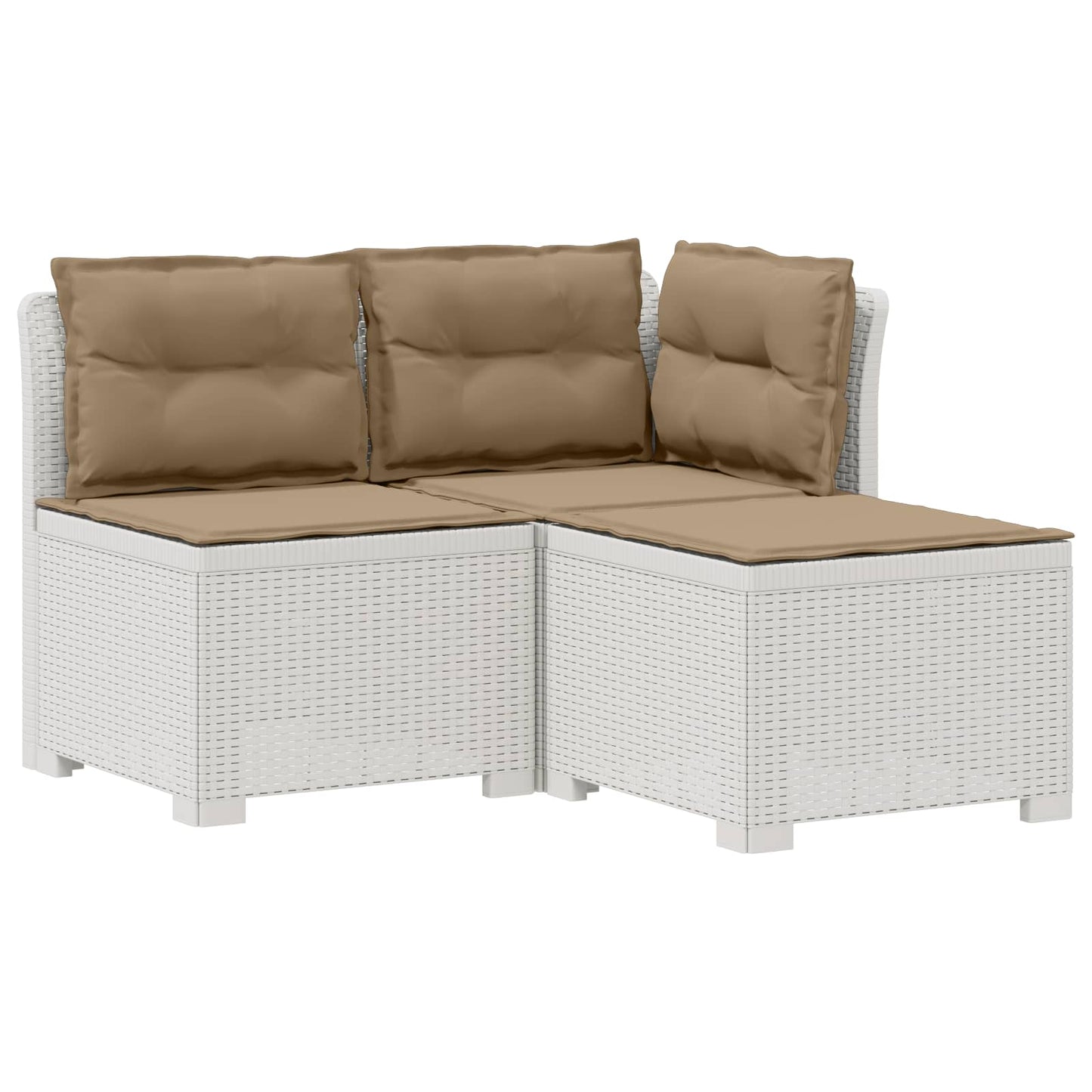 3-Sitzer Garten Sofa mit Kissen Rattan-Look PP Weiß